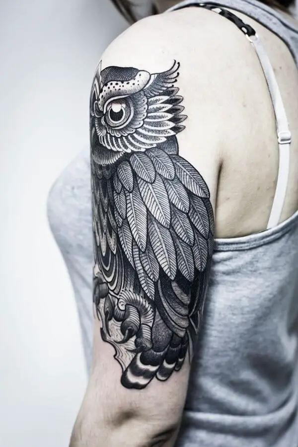 owl tattoo design on arms